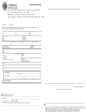 AKC Dog Show Entry Form