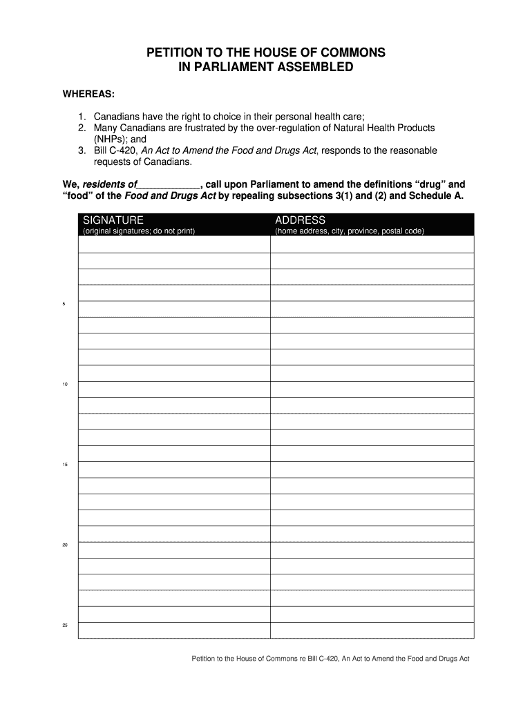 Blank Petition Template