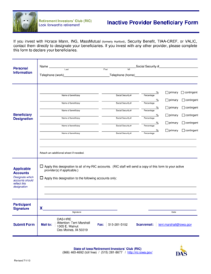 Inactive Provider Beneficiary Form