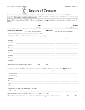 United Methodist Church Trustees Annual Report