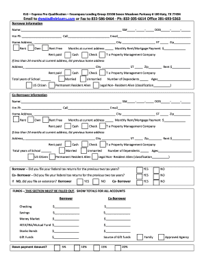 Home Loan Pre-Qualification Form