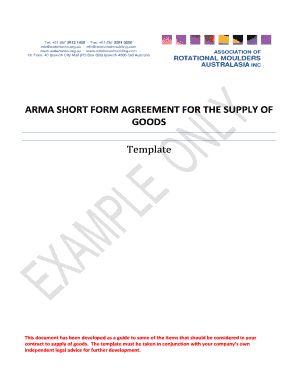 Make dvd cover - ARMA SHORT FORM AGREEMENT FOR THE SUPPLY OF GOODS