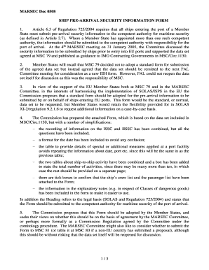 EU Ship Pre-Arrival Security Information Form
