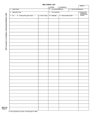 IMO Crew List Form 5