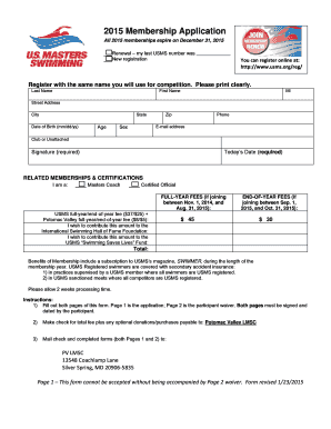 2015 USMS Membership Application
