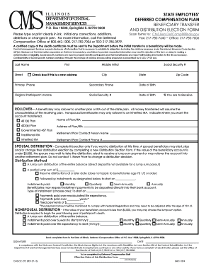 Illinois State Employees Beneficiary Transfer and Distribution Election Form