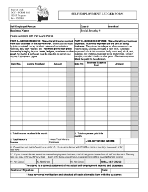 Utah Self Employment Ledger Form