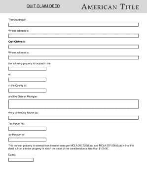 Michigan Quit Claim Deed