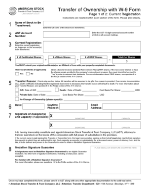 Transfer of Ownership with W-9 Form
