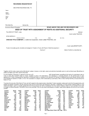 California Deed of Trust with Assignment of Rents