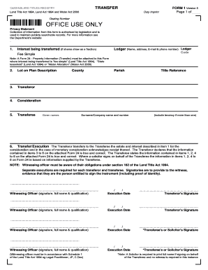 Queensland Titles Registry Transfer Form 1