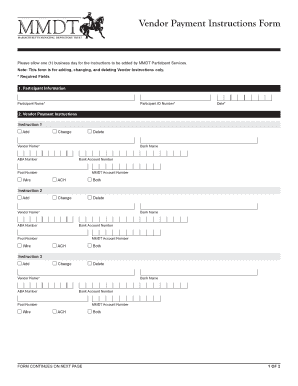 Vendor Payment Instructions Form