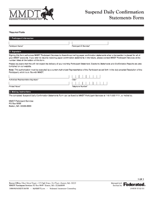 Suspend Daily Confirmation Statements Form