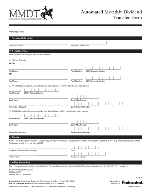 Automated Monthly Dividend Transfer Form