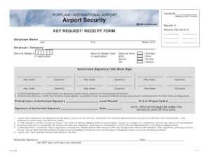 Portland International Airport Security Key Request Form