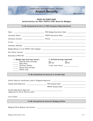 Port of Portland Security Badge Authorization