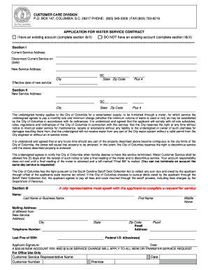 Application for Water Service Contract