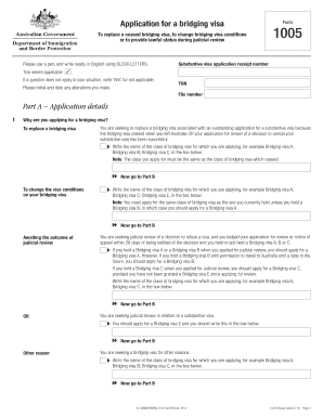 Application for a Bridging Visa Form 1005
