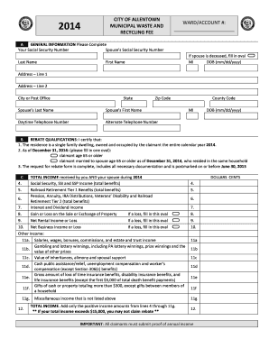 Allentown Waste and Recycling Fee Rebate Form