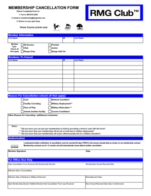 Membership Cancellation Form
