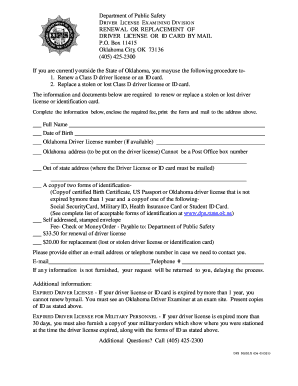 Oklahoma Driver License Renewal or Replacement by Mail