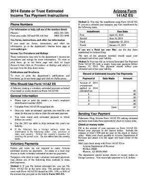 Arizona Estate or Trust Estimated Income Tax Payment Form