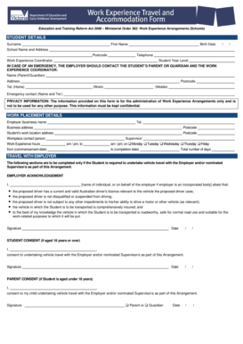 Work Experience Arrangement Form