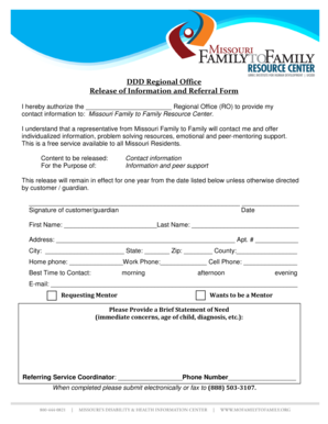 Missouri Release of Information and Referral Form