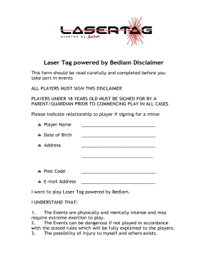 Laser Tag Participation Waiver