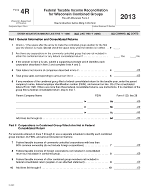 Wisconsin Form 4R Federal Taxable Income Reconciliation