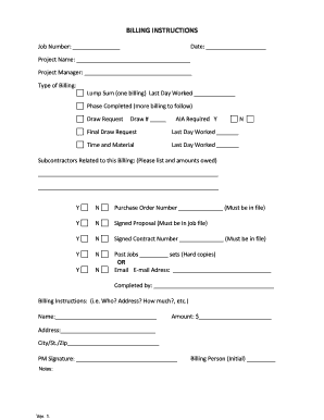 Billing Instructions Form