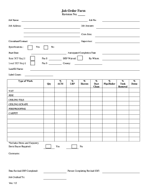 Job Order Form