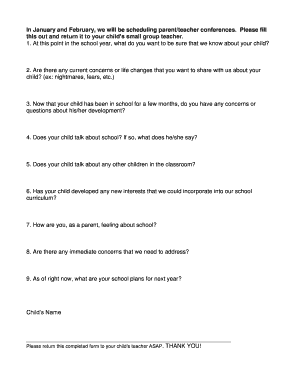 Parent Teacher Conference Form