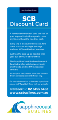 Sapphire Coast Buslines Discount Card Application