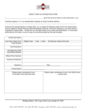 Credit Card Authorization Form