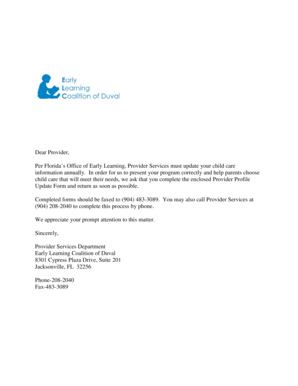 Child Care Provider Profile Update Form