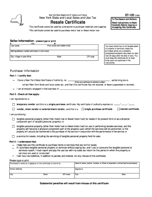 New York Resale Certificate
