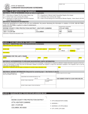 Missouri Caregiver Background Screening Request Form