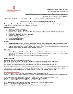 Calgary Stampede Exhibitor Order Form