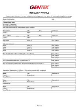 Reseller Profile Form