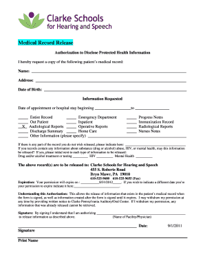 Medical Record Release Authorization