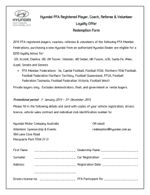 Hyundai FFA Loyalty Offer Redemption Form