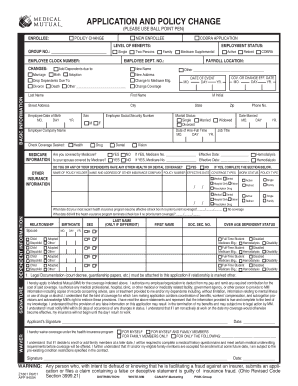 Employee Health Insurance Enrollment Form