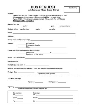 Bus Request Form