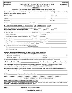 Emergency Medical Authorization Form