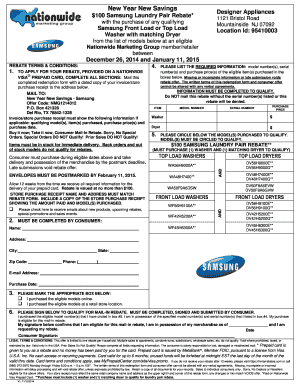 Samsung Laundry Pair Rebate Form