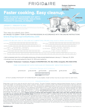 Frigidaire Cookware Rebate Form