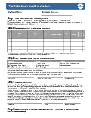 Washington County Benefit Election Form