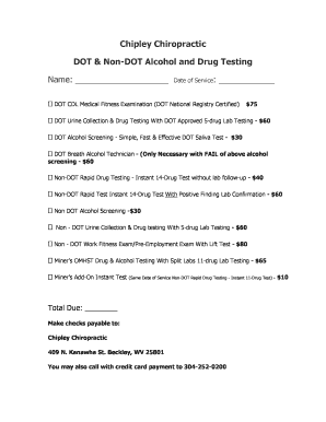 DOT and Non-DOT Drug and Alcohol Testing Form