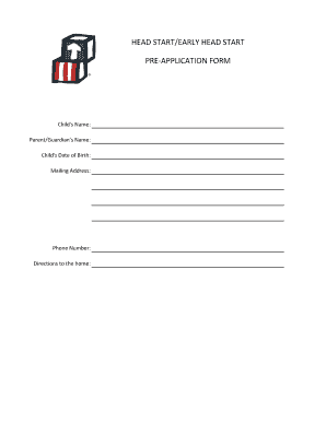 Head Start Pre-Application Form